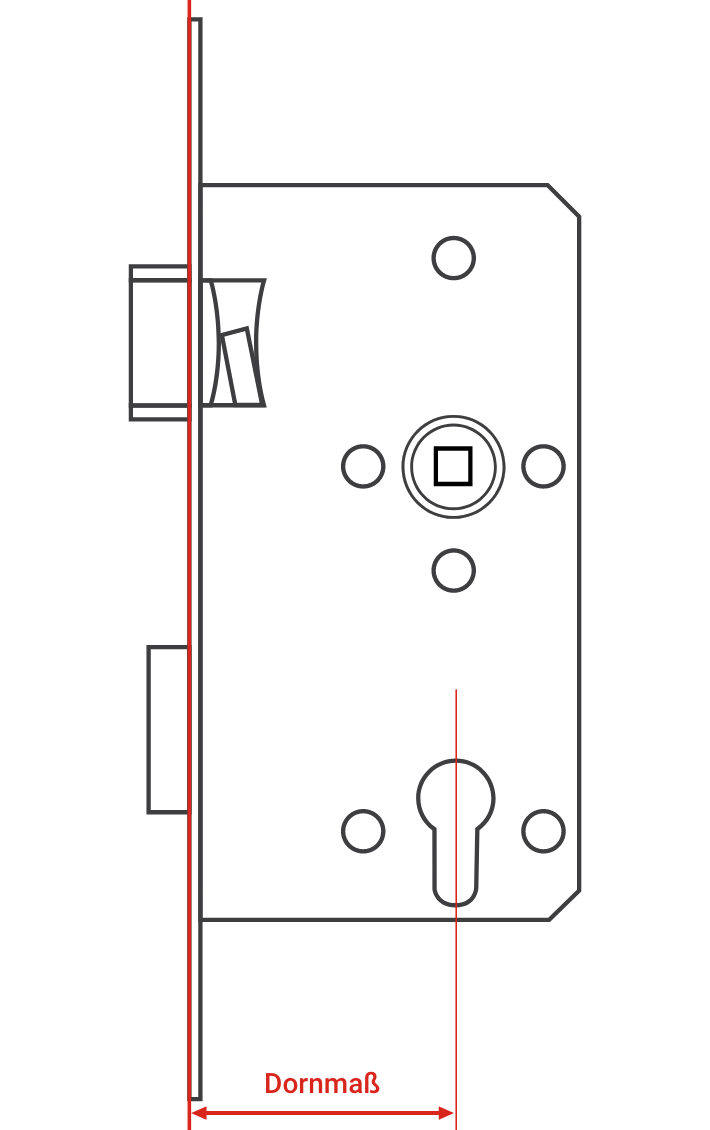 Dornmaß eines Einsteckschloss