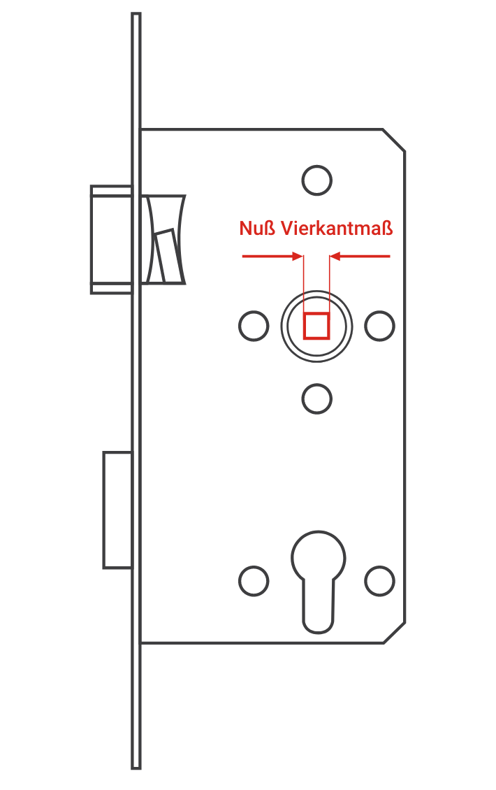 Nuss Vierkantmaß eines Einsteckschlosses